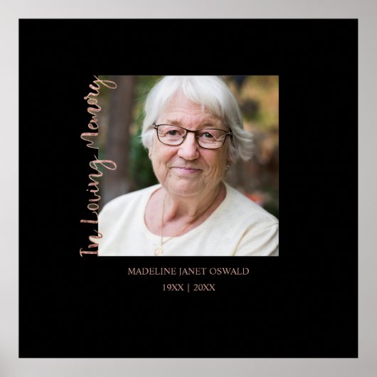 Trendy Black Minimalist Custom Photo Remembryo Poster (Voorkant)