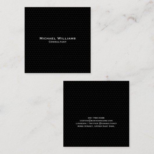 Trendy Black Modern Geometric Pattern Professional Vierkante Visitekaartje (Voorkant / Achterkant)