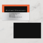 Trendy Black Oranje Simple Plain Visitekaartje (Voorkant / Achterkant)