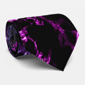 Trendy Black & Paars Neon Marble Stone - Officieel Stropdas (Opgerold)