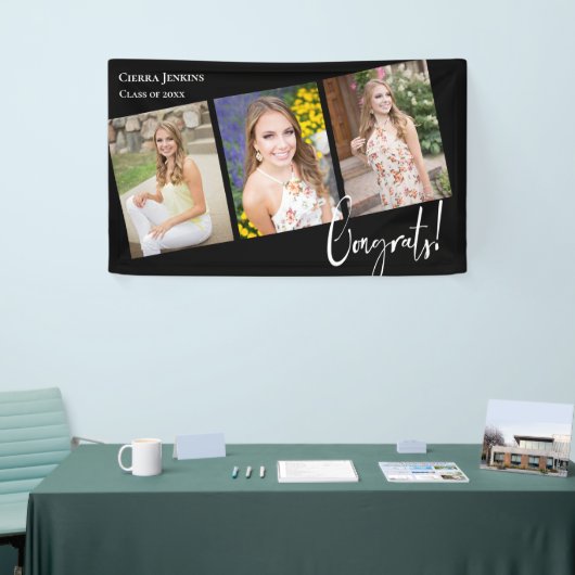 Trendy Black Photo Graduation Party Spandoek (Beurs)