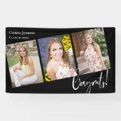Trendy Black Photo Graduation Party Spandoek (Horizontaal)