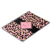 Trendy Black Pink and Gold Leopard Print |Monogram Notitieboek (Linkerzijde)