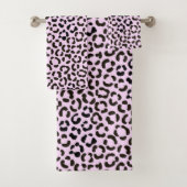 Trendy Black & Pink Leopard Fur Effect Patroon Bad Handdoek (Insitu)