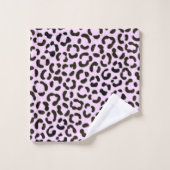 Trendy Black & Pink Leopard Fur Effect Patroon Bad Handdoek (Wasdoekje)