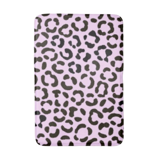 Trendy Black & Pink Leopard Fur Effect Patroon Badmat (Voorkant Verticaal)