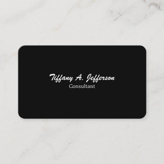 Trendy Black Plain Unieke stijlvolle penseelscript Visitekaartje (Voorkant)