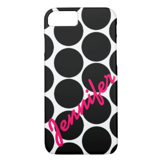 Trendy Black Polka Dot Pattern iPhone 7 hoesje