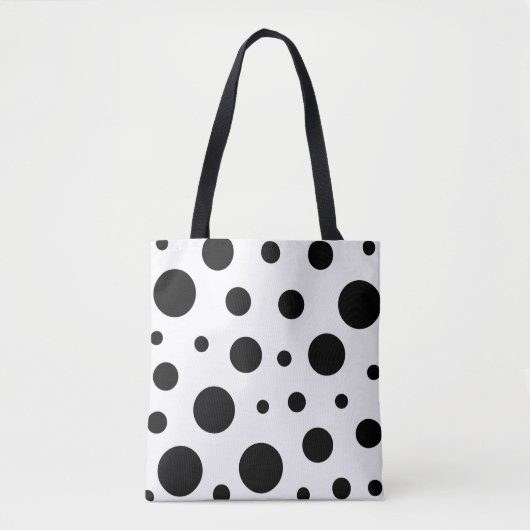 Trendy Black Polka Dot Pattern Tote Bag (Voorkant)