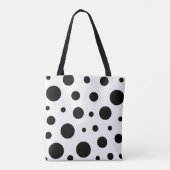 Trendy Black Polka Dot Pattern Tote Bag (Achterkant)