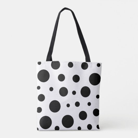 Trendy Black Polka Dot Pattern Tote Bag (Achterkant)