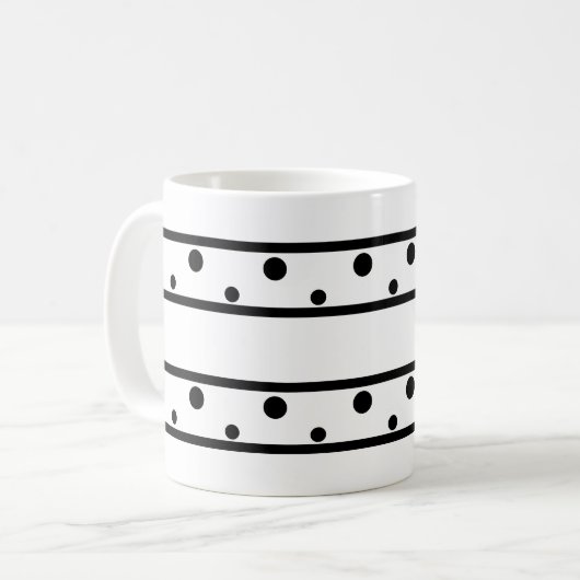 Trendy Black Polka Dots Koffiemok (Voorkant links)
