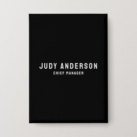 Trendy Black Professional Plain Modern Elegant Button (Voorkant)