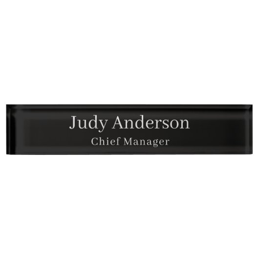 Trendy Black Professional Plain Modern Elegant Naambordje (Voorkant)