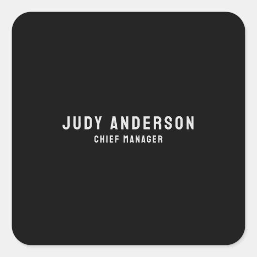 Trendy Black Professional Plain Modern Elegant Vierkante Sticker (Voorkant)