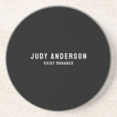 Trendy Black Professional Plain Modern Elegant Zandsteen Onderzetter (Voorkant)