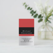 Trendy Black Red Grey Simple Plain Visitekaartje (Staand voorkant)