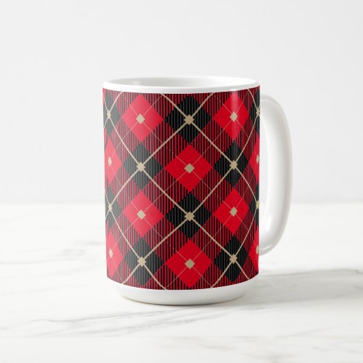 Trendy Black Red Pset Pattern Koffiemok (Voorkant rechts)