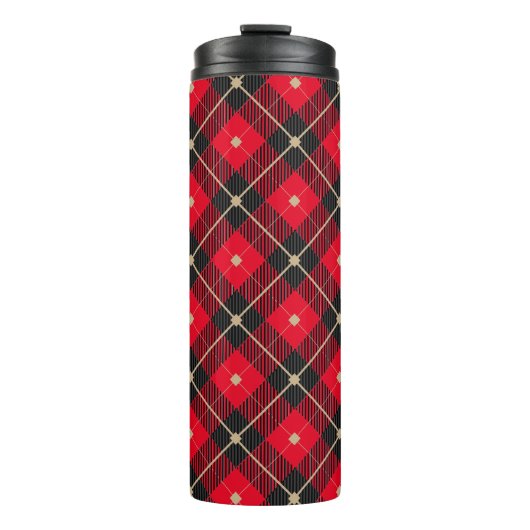 Trendy Black Red Pset Pattern Thermosbeker (Voorkant)