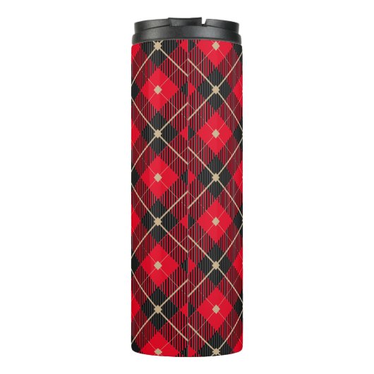 Trendy Black Red Pset Pattern Thermosbeker (Achterkant)