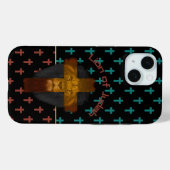 Trendy Black Red Turquoise Crosses Lion of Judah Case-Mate iPhone Case (Achterkant (horizontaal))