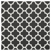 Trendy Black Retro Chic Quatrefoil Trellis Pattern Stof (Swatch)