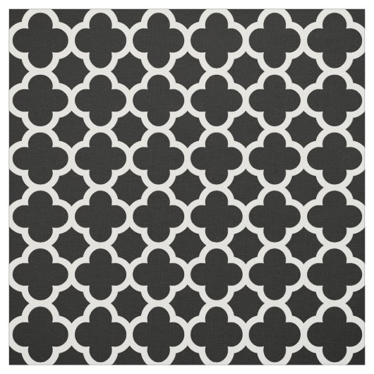 Trendy Black Retro Chic Quatrefoil Trellis Pattern Stof (Swatch)