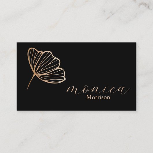 Trendy Black & Roos Gold Haarstylist Visitekaartje (Voorkant)