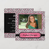 Trendy Black roze cheetah afstuderen fotoparty Kaart (Voorkant / Achterkant)