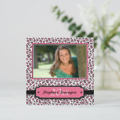 Trendy Black roze cheetah afstuderen fotoparty Kaart (Staand voorkant)