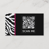 Trendy Black & Roze zebra Print QR CODE Visitekaartje (Achterkant)