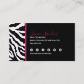 Trendy Black & Roze zebra Print QR CODE Visitekaartje (Voorkant)