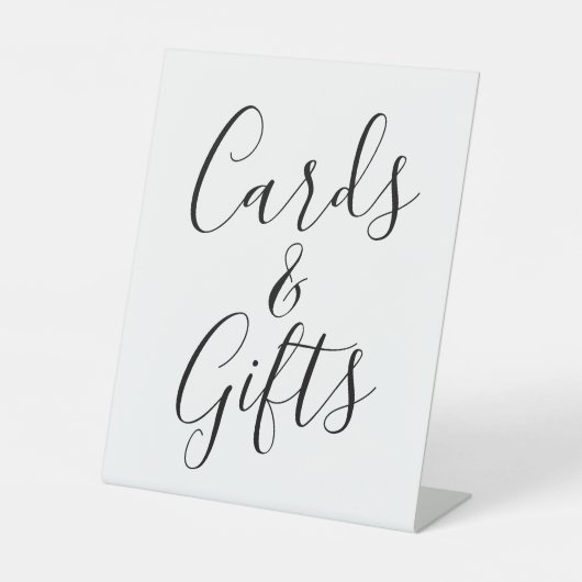 Trendy Black Script Wedding Cards en Gifts Reclamebord Met Voetstuk (Voorkant)