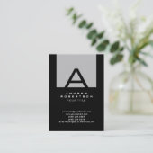 Trendy Black Silver Grey Monogram Visitekaartje (Staand voorkant)