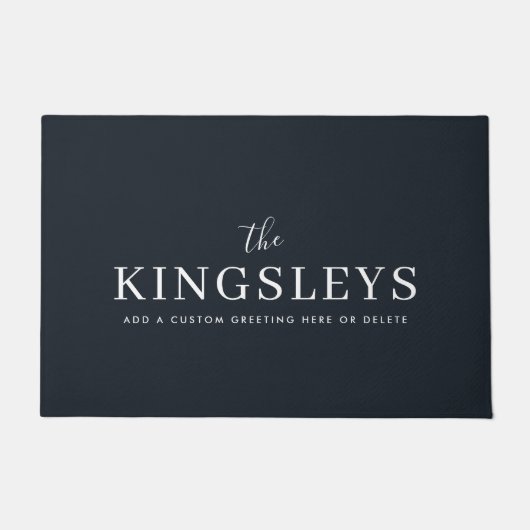 Trendy Black Stylish Modern Bold Typograhy Name Deurmat (Voorkant)