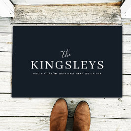 Trendy Black Stylish Modern Bold Typograhy Name Deurmat