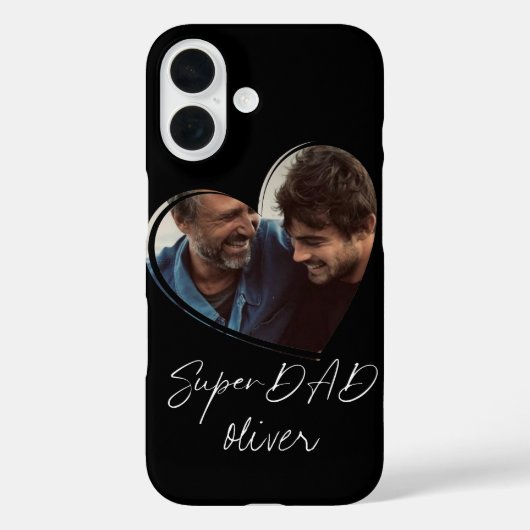 Trendy Black SuperDAD Moderne foto Case-Mate iPhone Case (Achterkant)