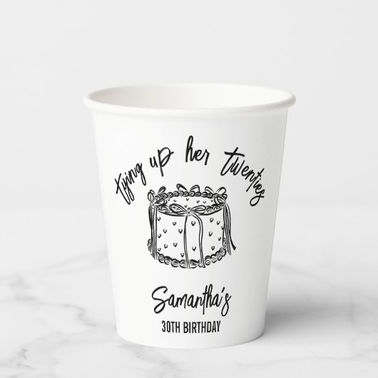 Trendy Black Tying Up Haar Twintiger 30ste Verjaar Papieren Bekers (Achterkant)