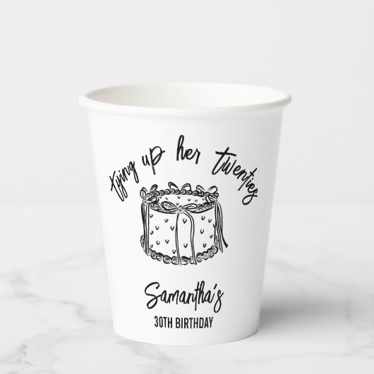Trendy Black Tying Up Haar Twintiger 30ste Verjaar Papieren Bekers (Voorkant)