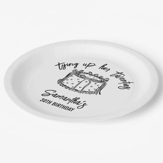 Trendy Black Tying Up Haar Twintiger 30ste Verjaar Papieren Bordje (Gekanteld)