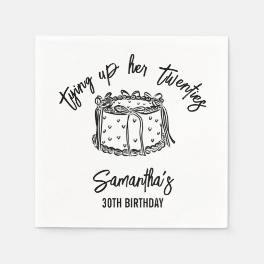 Trendy Black Tying Up Haar Twintiger 30ste Verjaar Servet (Voorkant)