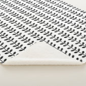 Trendy Black & White Artsy Leaf Pattern Sherpa Deken (3/4)