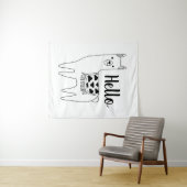 Trendy Black & White Aztec Llama Hallo Wandkleed (In Situ (horizontaal))