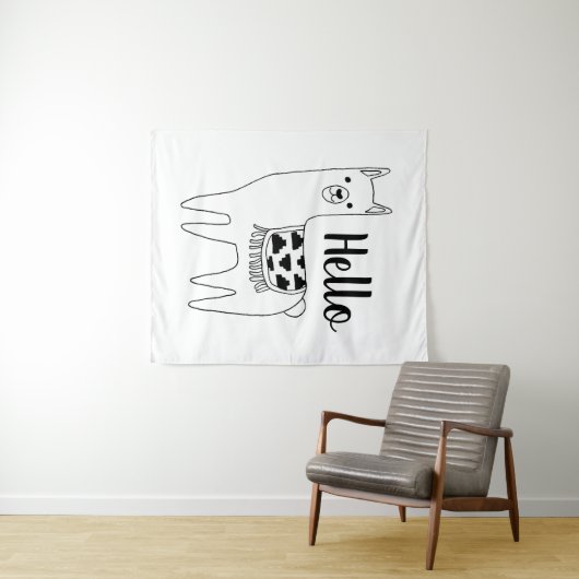 Trendy Black & White Aztec Llama Hallo Wandkleed (In Situ (horizontaal))