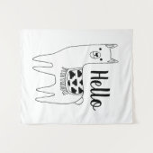 Trendy Black & White Aztec Llama Hallo Wandkleed (Voorkant (horizontaal))