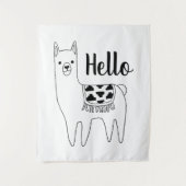 Trendy Black & White Aztec Llama Hallo Wandkleed (Voorkant)