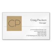 Trendy Black White Beige Monogram Magnetisch Visitekaartje (Voorkant)