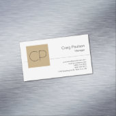 Trendy Black White Beige Monogram Magnetisch Visitekaartje (Voorbeeld)