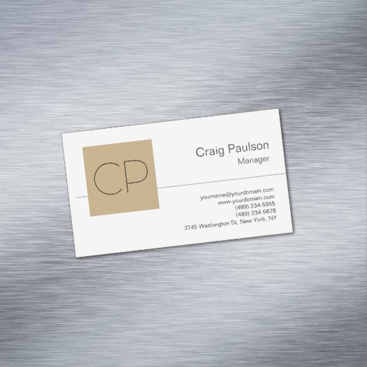 Trendy Black White Beige Monogram Magnetisch Visitekaartje (Voorbeeld)