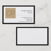 Trendy Black White Beige Monogram Visitekaartje (Voorkant / Achterkant)